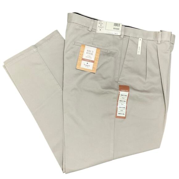 Haggar Men's Classic Fit Pleated Pants No Iron Size 38 X 30 NWT - Picture 1 of 9